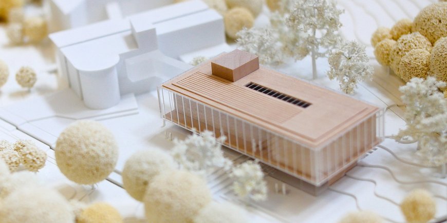 The model of the new building in the Telegrafenberg area.