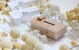 Das Modell des neuen Gebäudes in der Umgebung des Telegrafenbergs.