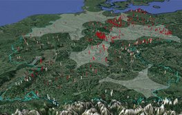 German map with quality-checked data points, shown as columns