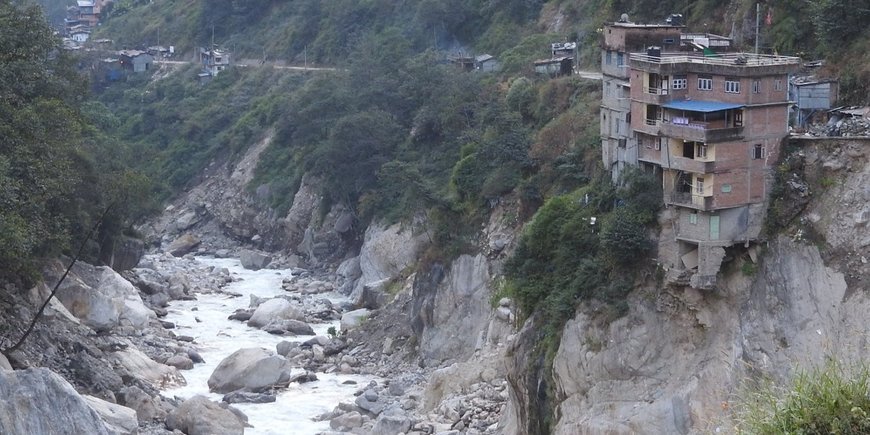 Bhota Koshi, Nepal, after passage of glacier lake outburst