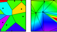 Beispiele für die Modellparametrisierung (links Voronoi-Zellen, rechts interpoliert) verwendet bei der Markov Chain Monte Carlo Tomographie