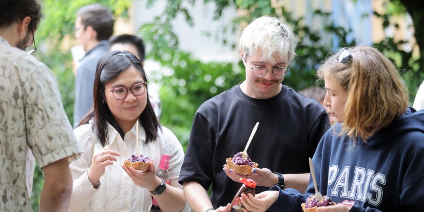 Three people eating ice cream